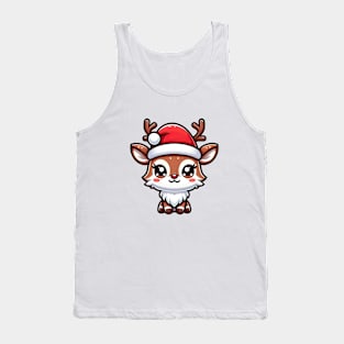 Festive Cheer: Cute Christmas Reindeer Illustration Tank Top